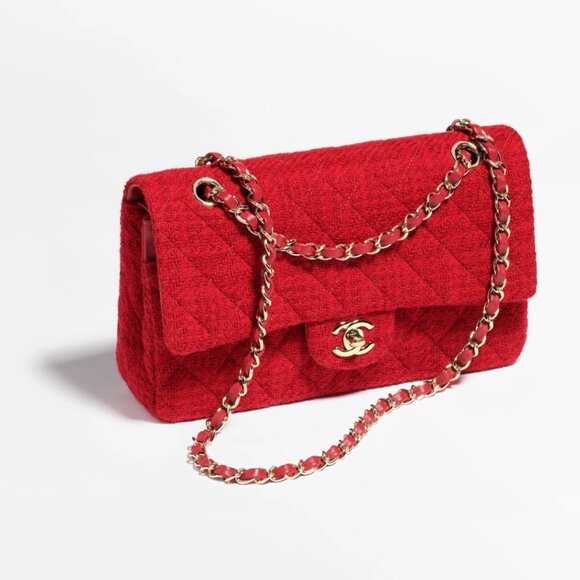 Chanel Classic 11.12 Flap Bag – Red Wool Tweed & Gold Hardware – Brand New - Picture 2 of 16